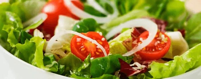 Fresh garden salad with tomatoes and lettuce